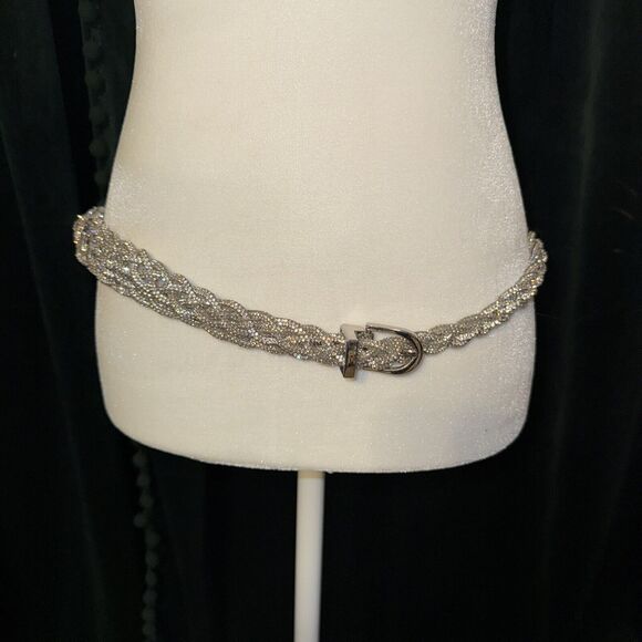 Crystal Rhinestone Braided Sash Belt - Picture 3 of 8